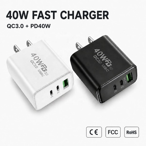 USB Wall Charger 40W PD20W Fast Charging Dual 3Port USB+C