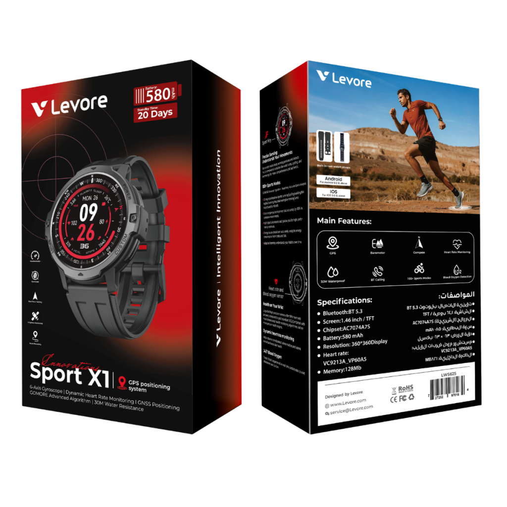 Levore Sport X1 Smart Watch Technical Features & Specs Showcase