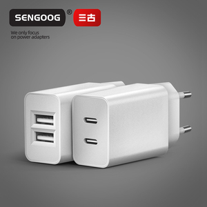 EU CE GS Fast Charging Wall Charger Dual USB-C Power Adapter 10W