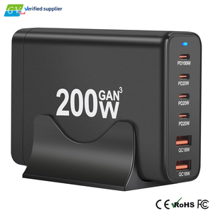 200W USB-C Fast Charger Hub GaN PD Desktop 6-Port Eco Adapter