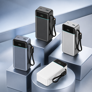 Custom 10000mAh 20000mAh 30000mAh Portable Power Bank 65W Fast Charging PowerBank Built-in Cable